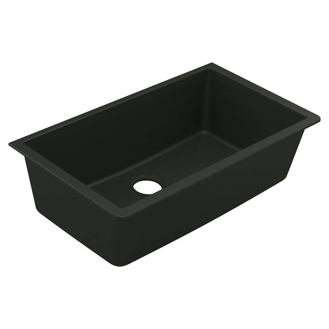 Moen - 33-Inch Wide x 9.5-Inch Deep Undermount Granite Single Bowl Kitchen Sink, Black - Black