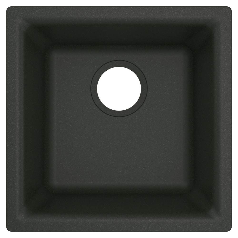 15.75-Inch Wide x 7-Inch Deep Dual Mount Granite Single Bowl Kitchen or Bar Sink, Black