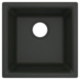 15.75-Inch Wide x 7-Inch Deep Dual Mount Granite Single Bowl Kitchen or Bar Sink, Black