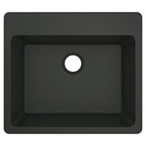25-Inch Wide x 9.5-Inch Deep Dual Mount Granite Single Bowl Kitchen or Bar Sink, Black