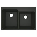 33-Inch Wide x 9.5-Inch Deep Dual Mount Granite Double Bowl Kitchen Sink, Black