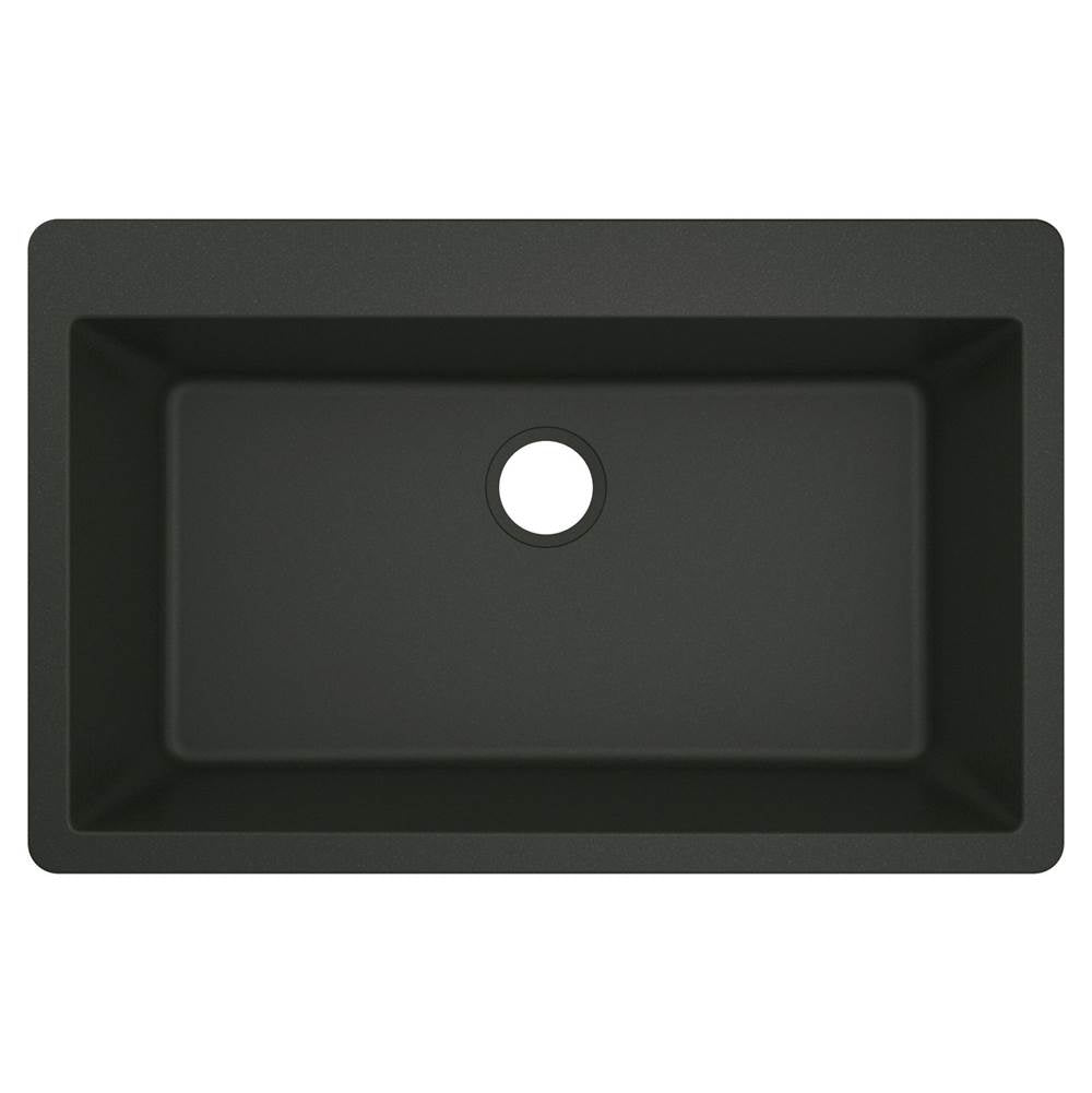 33-Inch Wide x 9.5-Inch Deep Dual Mount Granite Single Bowl Kitchen Sink, Black