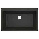 33-Inch Wide x 9.5-Inch Deep Dual Mount Granite Single Bowl Kitchen Sink, Black