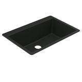 33-Inch Wide x 9.5-Inch Deep Dual Mount Granite Single Bowl Kitchen Sink, Black