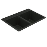 33-Inch Wide x 9.5-Inch Deep Dual Mount Granite Double Bowl Kitchen Sink, Black