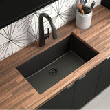 33-Inch Wide x 9.5-Inch Deep Undermount Granite Single Bowl Kitchen Sink, Black
