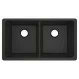 33-Inch Wide x 9.5-Inch Deep Undermount Granite Double Bowl Kitchen Sink, Black