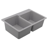 33-Inch Wide x 9.5-Inch Deep Dual Mount Granite Double Bowl Kitchen Sink, Black