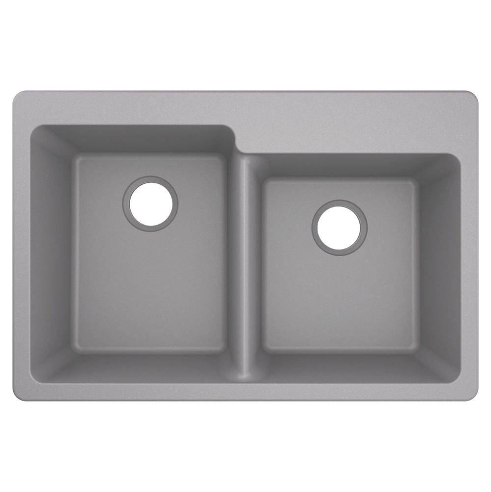 33-Inch Wide x 9.5-Inch Deep Dual Mount Granite Double Bowl Kitchen Sink, Black