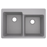 33-Inch Wide x 9.5-Inch Deep Dual Mount Granite Double Bowl Kitchen Sink, Black