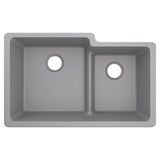 33-Inch Wide x 9.5-Inch Deep Low-Divide Undermount Granite Double Bowl Kitchen Sink, Gray
