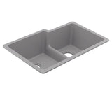 33-Inch Wide x 9.5-Inch Deep Low-Divide Undermount Granite Double Bowl Kitchen Sink, Gray