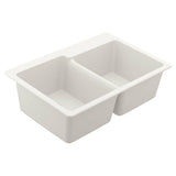 33-Inch Wide x 9.5-Inch Deep Dual Mount Granite Double Bowl Kitchen Sink, Black