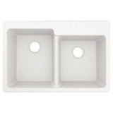 33-Inch Wide x 9.5-Inch Deep Dual Mount Granite Double Bowl Kitchen Sink, Black
