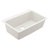 33-Inch Wide x 9.5-Inch Deep Dual Mount Granite Single Bowl Kitchen Sink, Black