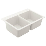 33-Inch Wide x 9.5-Inch Deep Dual Mount Granite Double Bowl Kitchen Sink, Black