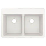 33-Inch Wide x 9.5-Inch Deep Dual Mount Granite Double Bowl Kitchen Sink, Black