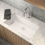 33-Inch Wide x 9.5-Inch Deep Undermount Granite Single Bowl Kitchen Sink, White
