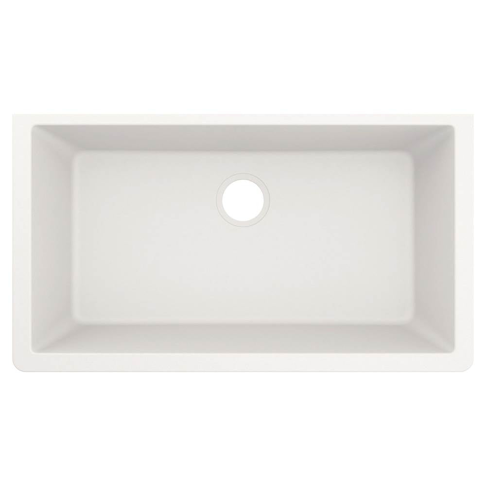 33-Inch Wide x 9.5-Inch Deep Undermount Granite Single Bowl Kitchen Sink, White