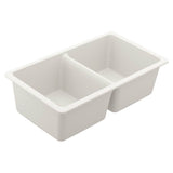 33-Inch Wide x 9.5-Inch Deep Undermount Granite Double Bowl Kitchen Sink, White