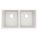 33-Inch Wide x 9.5-Inch Deep Undermount Granite Double Bowl Kitchen Sink, White