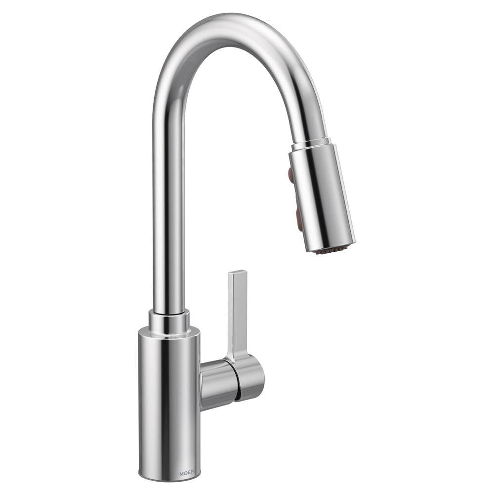 Moen - Genta LX Single-Handle Pull-Down Sprayer Modern Kitchen Faucet with Reflex and Power Boost Chrome - Chrome
