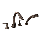 Moen - Eva 2-Handle Deck-Mount Roman Tub Faucet Trim Kit with Handshower in Oil Rubbed Bronze (Valve Sold Separately) - Oil Rubbed Bronze