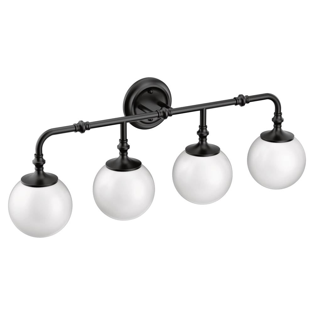 Moen - Matte Black Four Globe Bath Light - Matte Black