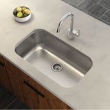 18000 Series 30-inch 18 Gauge Undermount Single Bowl Stainless Steel Kitchen Sink, 9-inch Depth