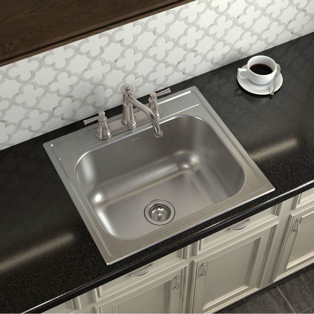 1800 Series 25-inch 18 Gauge Drop-in Single Bowl Stainless Steel Kitchen or Bar Sink, 9-inch Depth, Featuring QuickMount