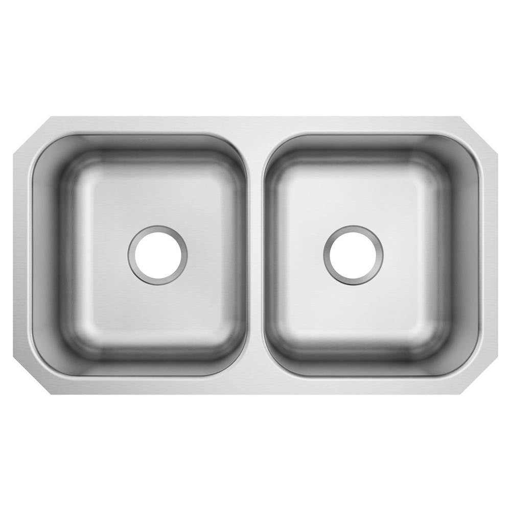1800 Series 31.75-inch 18 Gauge Undermount Double Bowl Stainless Steel Kitchen Sink