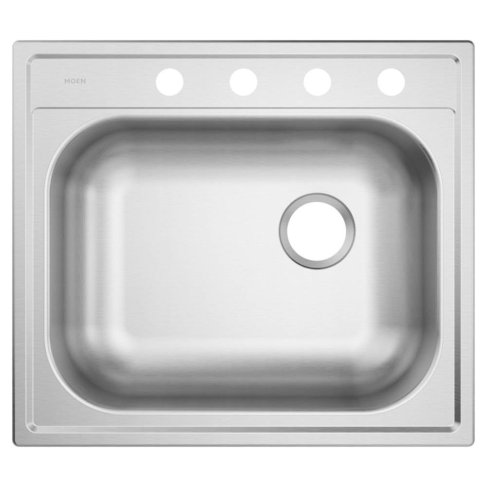 2000 Series 25-inch 20 Gauge Drop-in Single Bowl Stainless Steel Kitchen Sink, Right Drain, Featuring QuickMount