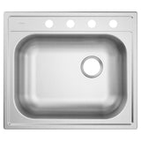 2000 Series 25-inch 20 Gauge Drop-in Single Bowl Stainless Steel Kitchen Sink, Right Drain, Featuring QuickMount