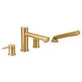 Moen - Align 2-Handle Deck Mount Roman Tub Faucet Trim Kit with Hand shower in Brushed Gold (Valve Sold Separately) - Brushed Gold