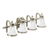 Moen - Waterhill 4-Light Dual-Mount Bath Bathroom Vanity Fixture with Frosted Glass, Brushed Nickel - Brushed Nickel