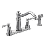 Moen - Belfield Traditional Two Handle High Arc Kitchen Faucet with Side Spray, Chrome - Chrome