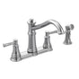 Moen - Belfield Traditional Two Handle High Arc Kitchen Faucet with Side Spray, Chrome - Chrome