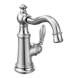 Moen - Weymouth One-Handle Single Hole Traditional Bathroom Sink Faucet with Drain Assembly, Chrome - Chrome