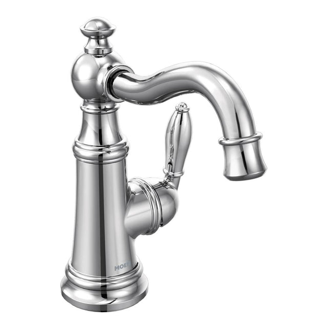 Moen - Weymouth One-Handle Single Hole Traditional Bathroom Sink Faucet with Drain Assembly, Chrome - Chrome