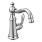 Moen - Weymouth One-Handle Single Hole Traditional Bathroom Sink Faucet with Drain Assembly, Chrome - Chrome