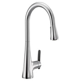 Moen - Sinema Single-Handle Pull-Down Sprayer Kitchen Faucet with Power Clean and 2 Handle Options in Chrome - Chrome