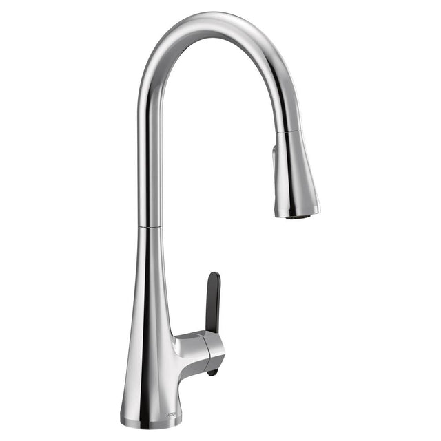 Moen - Sinema Single-Handle Pull-Down Sprayer Kitchen Faucet with Power Clean and 2 Handle Options in Chrome - Chrome