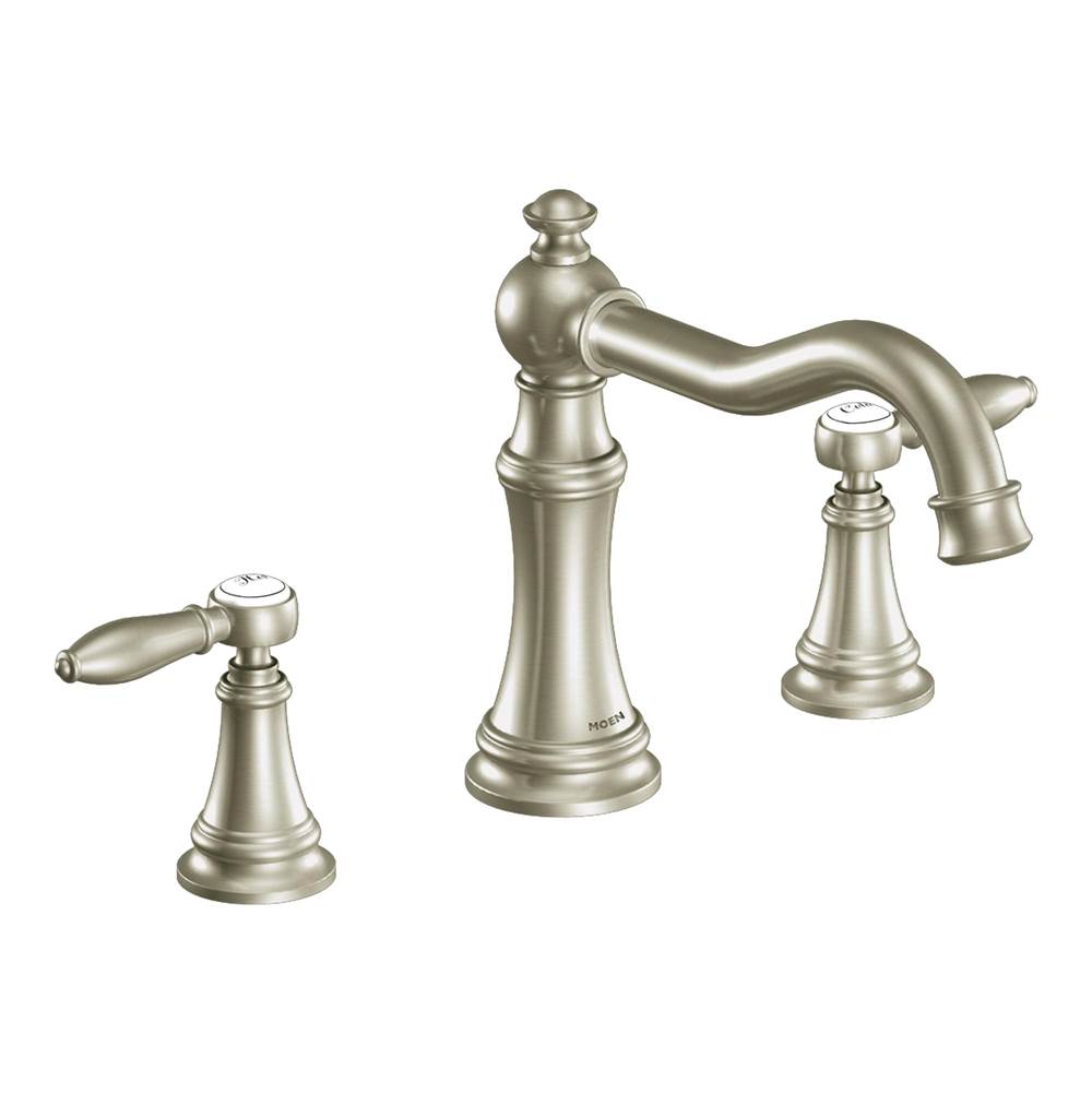 Moen - Weymouth 2-Handle Diverter Deck-Mount High-Arc Roman Tub Faucet in Brushed Nickel (Valve Sold Separately) - Brushed Nickel