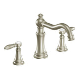 Moen - Weymouth 2-Handle Diverter Deck-Mount High-Arc Roman Tub Faucet in Brushed Nickel (Valve Sold Separately) - Brushed Nickel