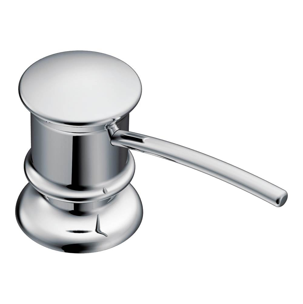 Moen - Deck Mounted Kitchen Soap Dispenser with Above the Sink Refillable Bottle, Chrome - Chrome