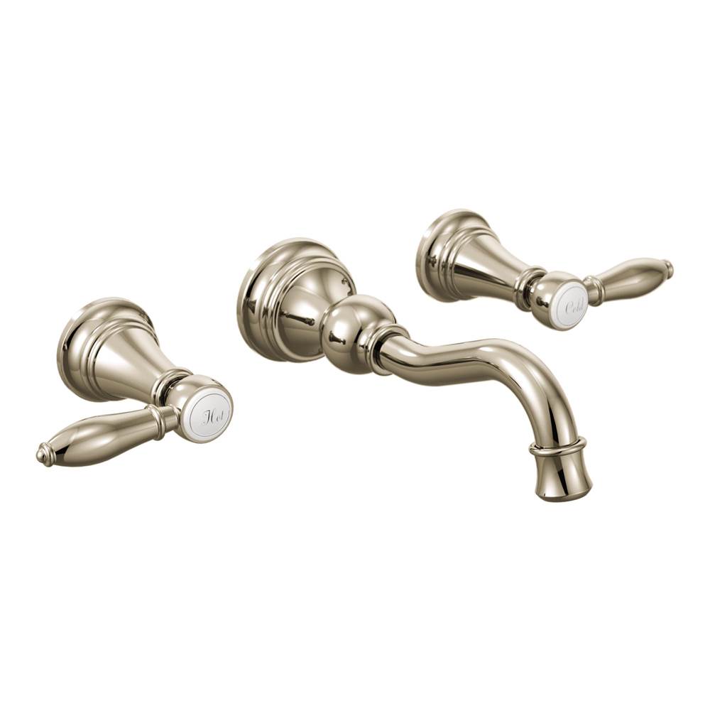 Moen - Weymouth Two-Handle High Arc Wall Mount Bathroom Faucet, Nickel - Polished Nickel
