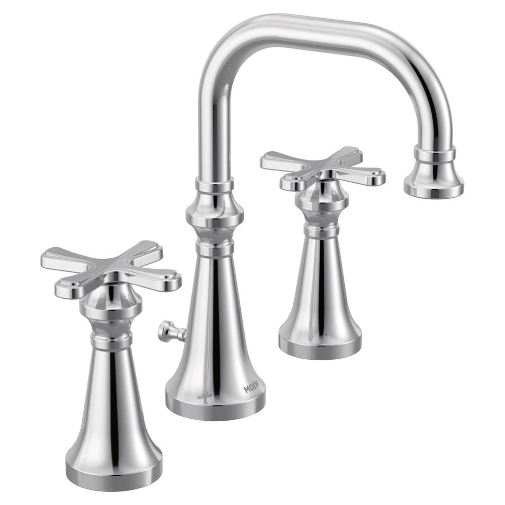 Moen - Colinet Traditional Two-Handle Widespread High-Arc Bathroom Faucet with Cross Handles, Valve Required, in Chrome - Chrome