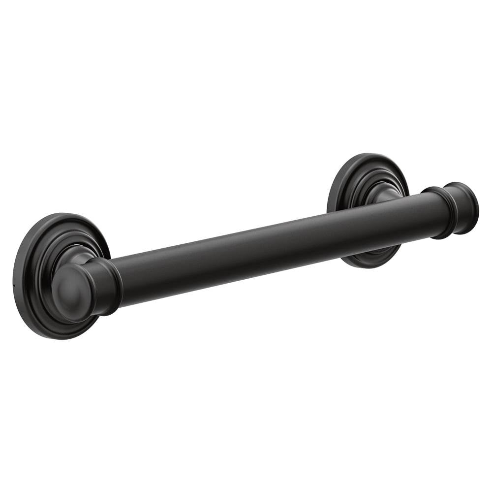 Moen - Matte Black 12'' Designer Grab Bar - Matte Black