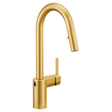 Moen - Align Motionsense Wave One-Sensor Touchless One-Handle High Arc Modern Pulldown Kitchen Faucet with Reflex, Brushed Gold - Brushed Gold
