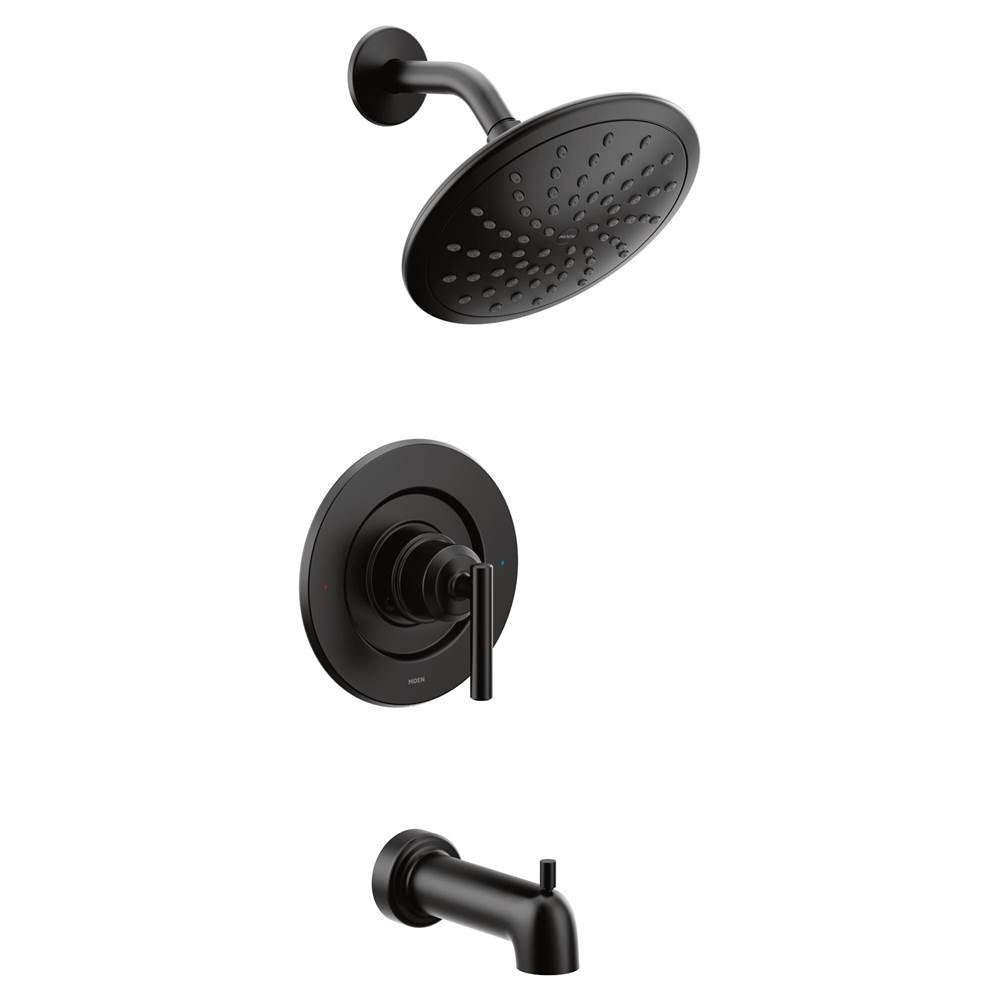 Moen - Gibson Posi-Temp Pressure Balancing Modern Tub and Shower Trim with 8-Inch Eco-Performance Rainshower, Valve Required, Matte Black - Matte Black